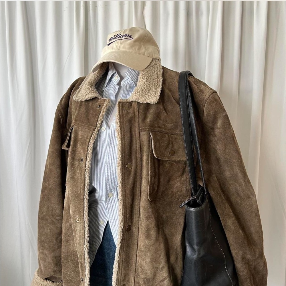 Vintage Wilson’s Leather Brown Weathered Suede Sherpa Lined Men’s Jacket. - Picture 5 of 8